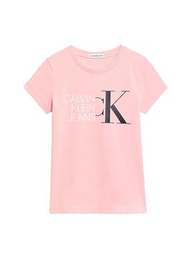 T-Shirt Calvin Klein Hybrid Logo Rose pour Fille