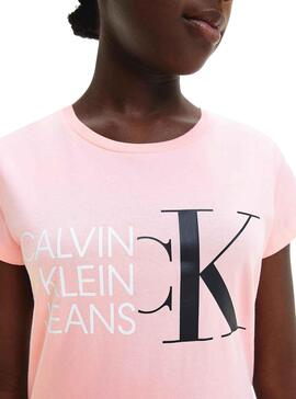 T-Shirt Calvin Klein Hybrid Logo Rose pour Fille
