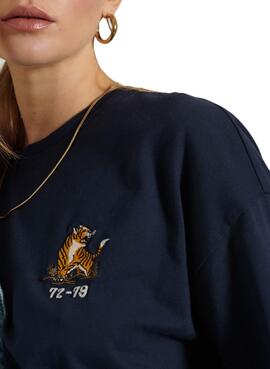 T-Shirt Superdry Military Narrative Bleu marine Femme