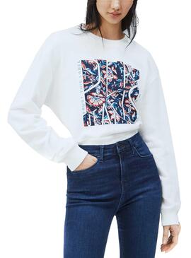 Sweat Pepe Jeans Bambie Blanc pour Femme
