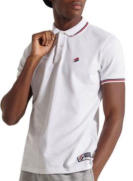 Polo Superdry Sportstyle Twin Tipped Blanc Homme