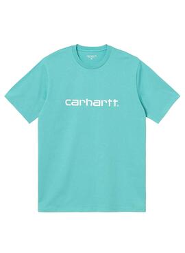 T-Shirt Carhartt Script Bleu Claro pour Homme