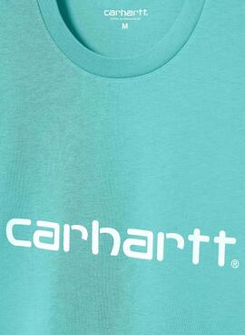 T-Shirt Carhartt Script Bleu Claro pour Homme