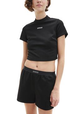 Top Calvin Klein Cropped Milano Noire pour Femme