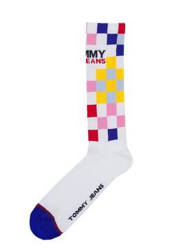 Chaussettes Tommy Jeans Racercge Cadres Blanc