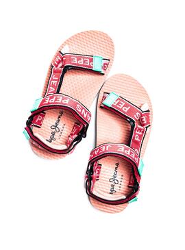 Sandales Pepe Jeans Pool Tape Rouge pour Fille