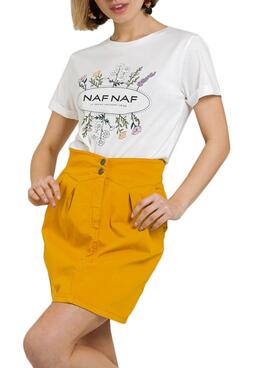 T-Shirt Naf Naf Flores Blanc pour Femme