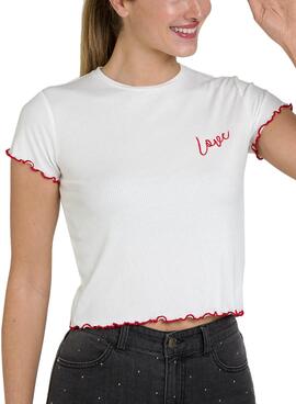 T-Shirt Naf Naf Love Blanc pour Femme