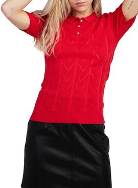 Polo Naf Naf Knitted Rouge pour Femme