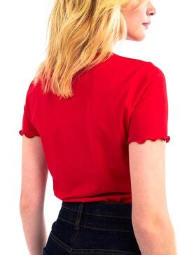 T-Shirt Message Naf Naf Rouge pour Femme