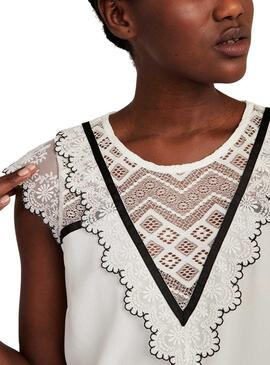 Chemise Naf Naf Puntilla Crochet Blanc pour Femme