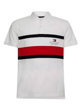 Polo Tommy Hilfiger Chest Stripe Blanc Homme
